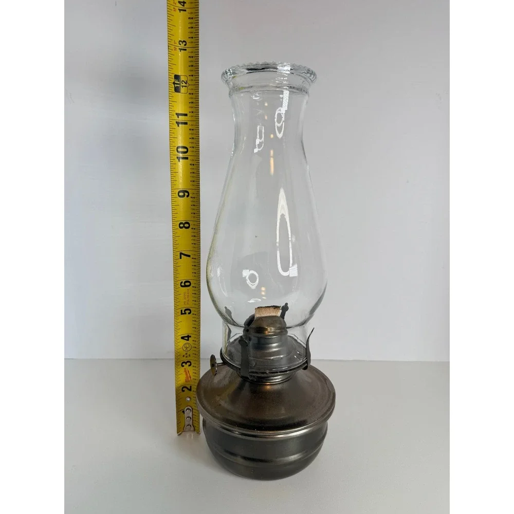 VTG working‎ Metal Oil Lamp Clear Glass Hurricane Shade Rustic Farmhouse Decor